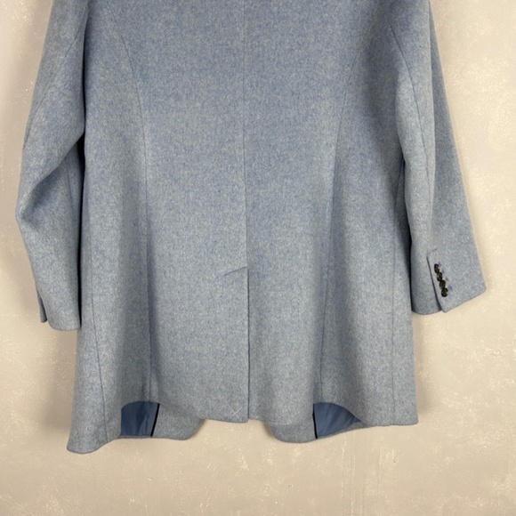 LOFT plus size 16 light blue coat mid length wool blend lined one button NEW - Picture 8 of 13